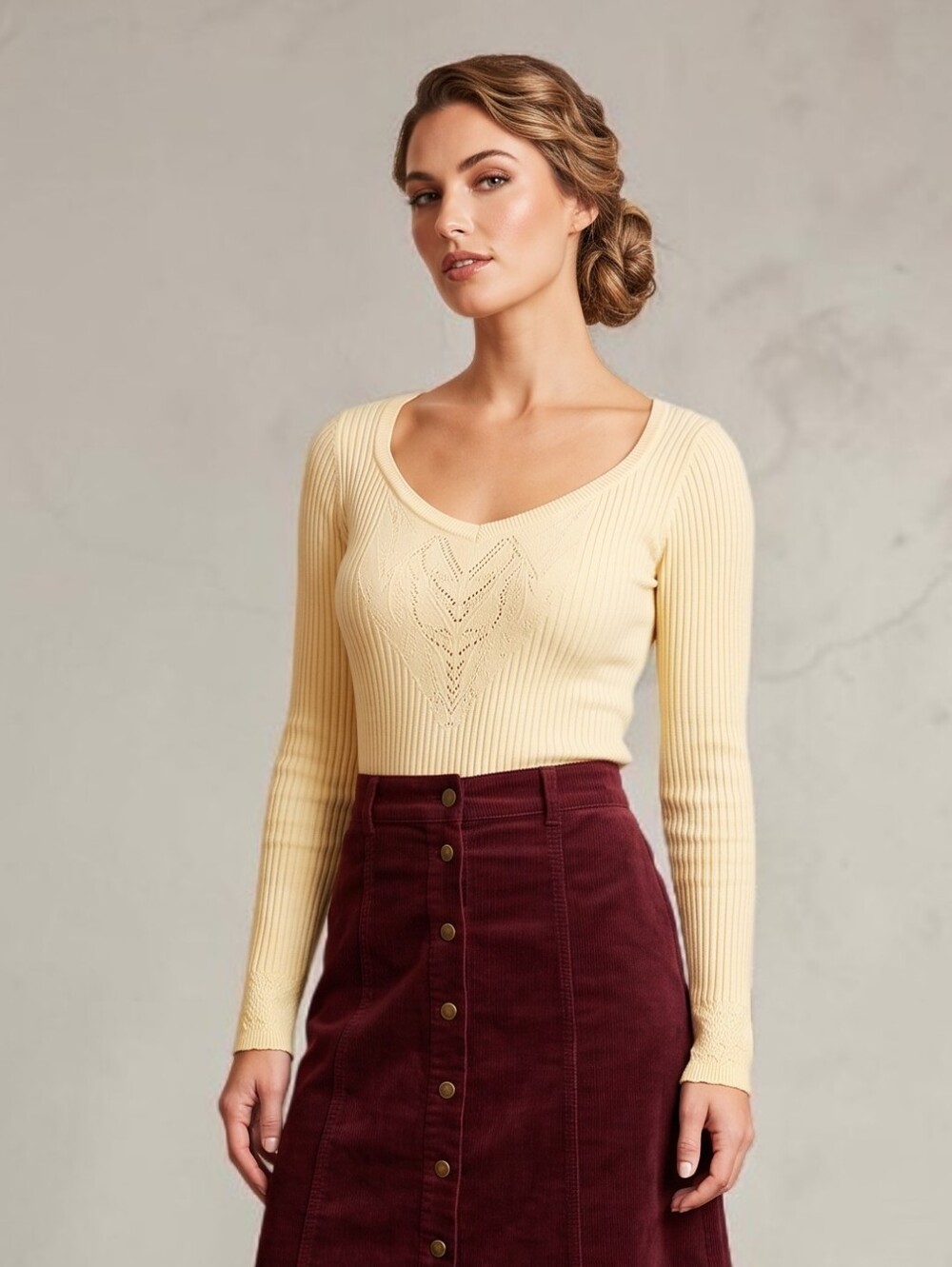 Intimately Free People Ultra Soft Super Stretch Pale Yellow Shirt Top M/L